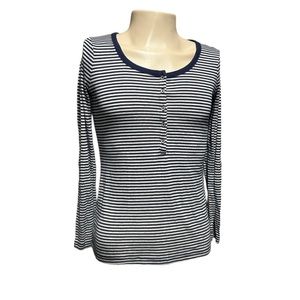 Women’s Splendid Long Sleeve Healey Style Top with Blue and White Thin Stripes
